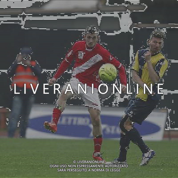 SANTARCANGELO vs SAVONA, Campionato di Calcio Lega Pro, Girone B, 24» giornata, 28/02/2016, nella foto: PASQUALINI, STOPPA, ©CLAUDIO ZAMAGNI/AGENZIA ALDO LIVERANI S.A.S.