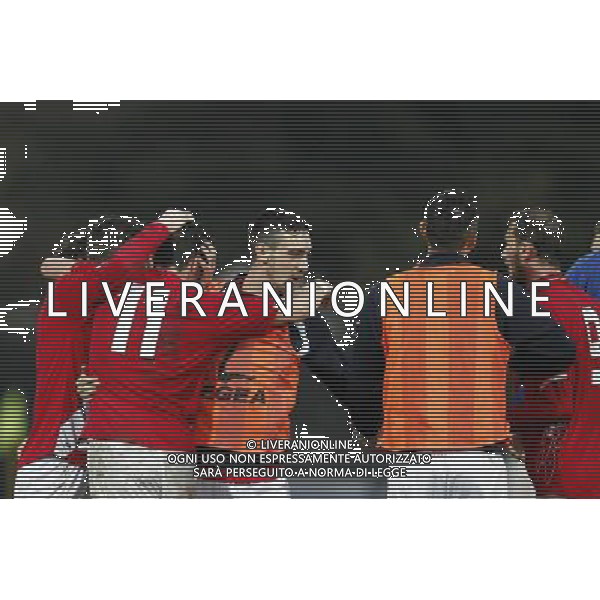 SANTARCANGELO vs SAVONA, Campionato di Calcio Lega Pro, Girone B, 24» giornata, 28/02/2016, nella foto: L\'ESULTANZA DEL SAVONA, DEL 1 A 1, ©CLAUDIO ZAMAGNI/AGENZIA ALDO LIVERANI S.A.S.