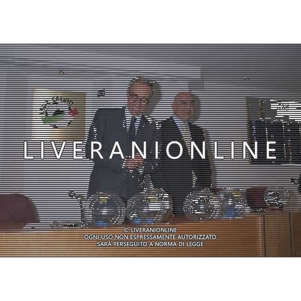 Consiglio di Lega Calcio Estrazione abbinamenti Sorteggi Coppa Italia- Milano 27/11/1997 nella foto Franco Carraro e Adriano Galliani © AGENZIA ALDO LIVERANI SAS