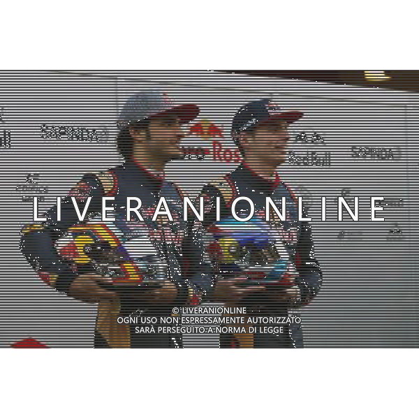 (L to R): Carlos Sainz Jr (ESP) Scuderia Toro Rosso with team mate Max Verstappen (NLD) Scuderia Toro Rosso. 01.03.2016. Formula One Testing, Day One, Barcelona, Spain. Tuesday. / AGENZIA ALDO LIVERANI SAS - ITALY ONLY EDITORIAL USE ONLY