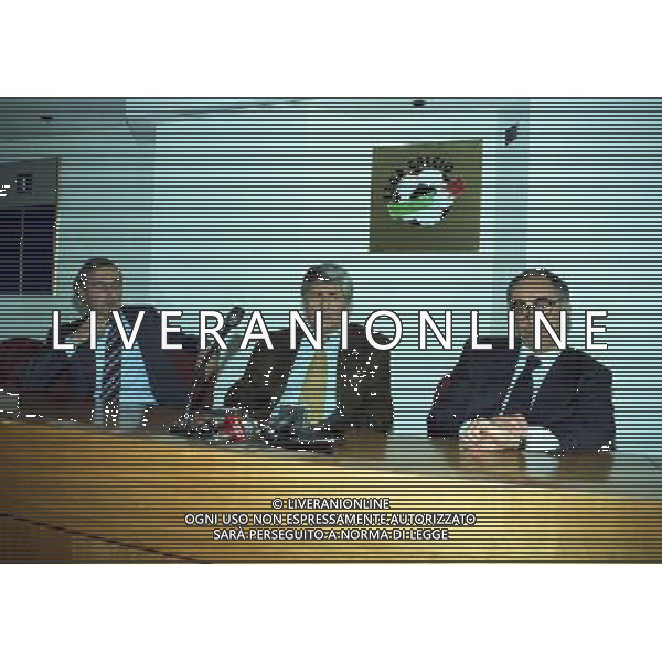 Consiglio di Lega Calcio Milano 03/12/1997 nella foto Giancarlo Abete Franco carraro e luciano nizzola © AGENZIA ALDO LIVERANI SAS