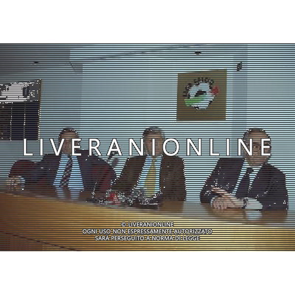 Consiglio di Lega Calcio Milano 03/12/1997 nella foto Giancarlo Abete Franco carraro e luciano nizzola © AGENZIA ALDO LIVERANI SAS