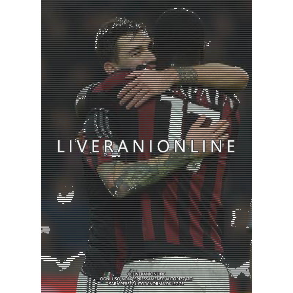 Coppa Italia TIM Cup 2015/2016 Semifinale Ritorno Milano - 01.03.2016 Milan-Alessandria Nella Foto: esultanza dopo il gol di alessio romagnoli del 2-0 con zapata /Ph.Vitez-Ag. Aldo Liverani
