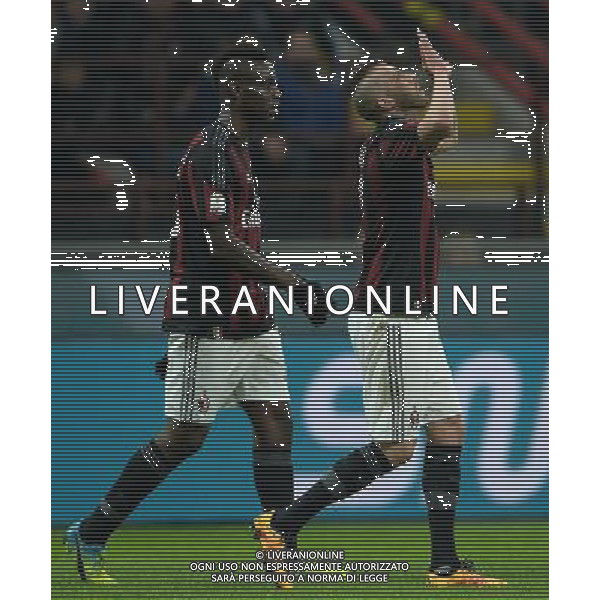 Coppa Italia TIM Cup 2015/2016 Semifinale Ritorno Milano - 01.03.2016 Milan-Alessandria Nella Foto: esultanza dopo il secondo gol di jeremy menez del 3-0 con mario balotelli /Ph.Vitez-Ag. Aldo Liverani