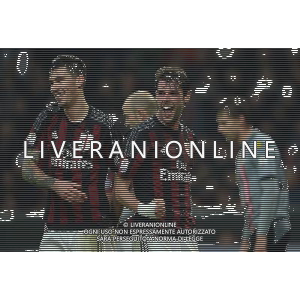 Coppa Italia TIM Cup 2015/2016 Semifinale Ritorno Milano - 01.03.2016 Milan-Alessandria Nella Foto: alessio romagnoli esulta per il quarto gol del milan con andrea poli /Ph.Vitez-Ag. Aldo Liverani