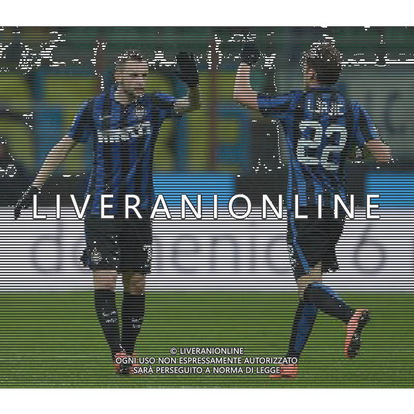 Coppa Italia TIM Cup 2015/2016 Semifinale Ritorno Milano - 02.03.2016 Inter-Juventus Nella Foto: esultanza dopo il gol di brozovic del 1-0 con Adem ljajic /Ph.Vitez-Ag. Aldo Liverani