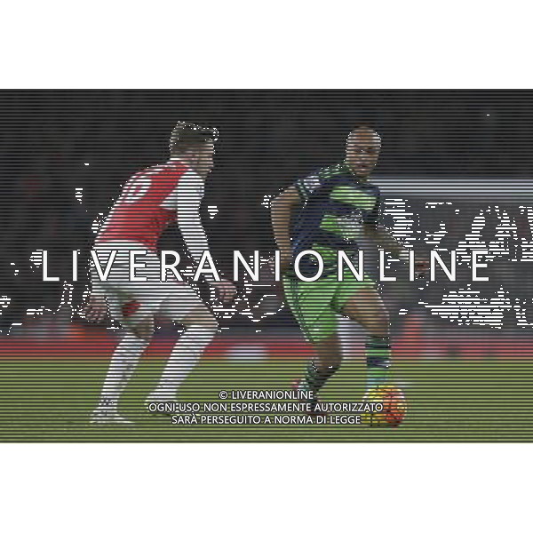 Swansea City\'s Andre Ayew in action during todays match Photographer Craig Mercer/CameraSport Football - Barclays Premiership - Arsenal v Swansea City - Wednesday 2nd March 2016 - Emirates Stadium - London © CameraSport - 43 Linden Ave. Countesthorpe. Leicester. England. LE8 5PG - Tel: +44 (0) 116 277 4147 - admin@camerasport.com - www.camerasport.com AG ALDO LIVERANI SAS ONLY ITALY