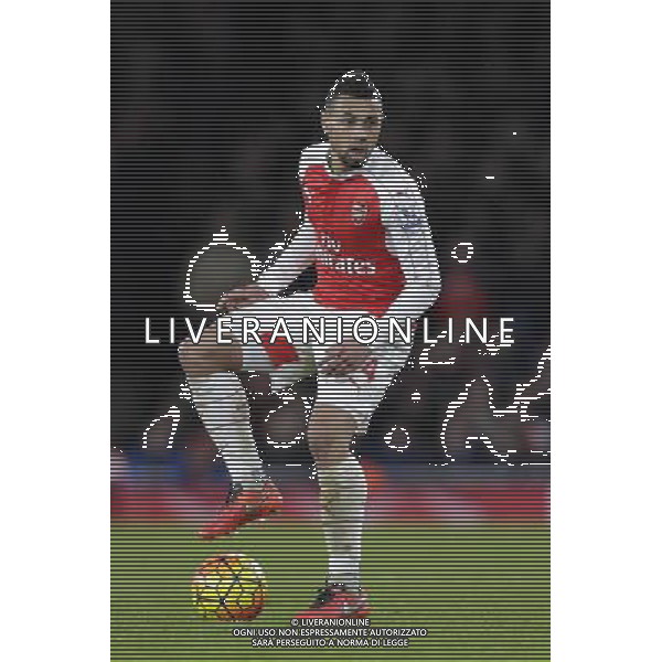 Arsenal\'s Francis Coquelin in action during todays match Photographer Craig Mercer/CameraSport Football - Barclays Premiership - Arsenal v Swansea City - Wednesday 2nd March 2016 - Emirates Stadium - London © CameraSport - 43 Linden Ave. Countesthorpe. Leicester. England. LE8 5PG - Tel: +44 (0) 116 277 4147 - admin@camerasport.com - www.camerasport.com AG ALDO LIVERANI SAS ONLY ITALY