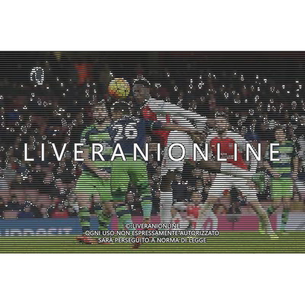 Arsenal\'s Danny Welbeck heads towards goal in the closing stages of the game Photographer Craig Mercer/CameraSport Football - Barclays Premiership - Arsenal v Swansea City - Wednesday 2nd March 2016 - Emirates Stadium - London © CameraSport - 43 Linden Ave. Countesthorpe. Leicester. England. LE8 5PG - Tel: +44 (0) 116 277 4147 - admin@camerasport.com - www.camerasport.com AG ALDO LIVERANI SAS ONLY ITALY
