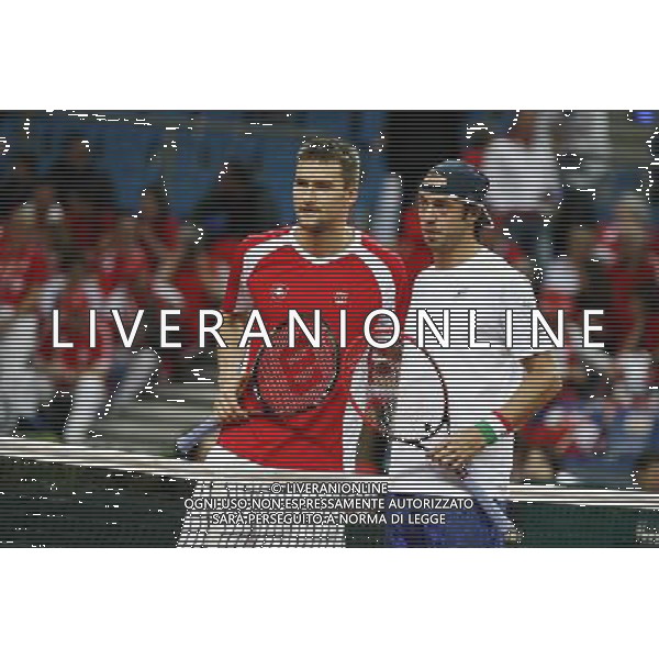 Coppa Davis, Italia vs Svizzera, primo turno del gruppo mondiale Davis Cup BNP Paribas, Lorenzi vs Chiudinelli, 04/03/2016, nella foto: Chiudinelli Marco e Paolo Lorenzi ©Claudio Zamagni/Agenzia Aldo Liverani s.a.s. / AGENZIA ALDO LIVERANI SAS