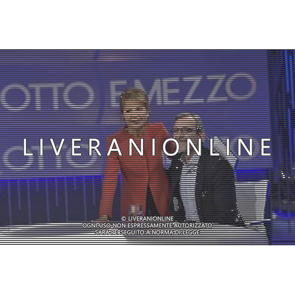 Roberto Giachetti candidato del centrosinistra a Sindaco di Roma, ospite della trasmissione televisiva \'Otto e mezzo\' 07/03/2016 nella foto con Lilli Gruber Â©Corradetti / AGENZIA ALDO LIVERANI SAS