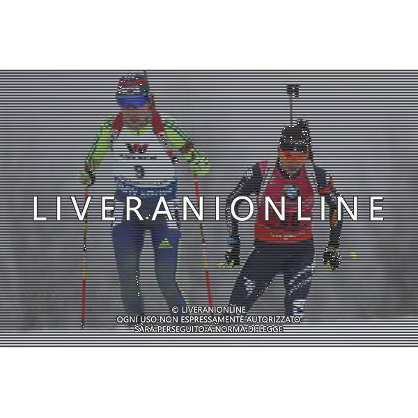 09.03.2016, Oslo, Holmenkollen, biatlon, mistrzostwa swiata, 15 km kobiet, Ji-Hee Mun (KOR), Dorothea Wierer (ITA), 15 km women individual, IBU Biathlon World Championships, fot. Tomasz Jastrzebowski / Foto Olimpik/NEWSPIX.PL --- Newspix.pl/ AGENZIA ALDO LIVERANI SAS - ITALY ONLY EDITORIAL USE ONLY - Campionato Mondiale di Biathlon - 15 km donne individuale , IBU Biathlon World Championships Oslo 09/03/2016