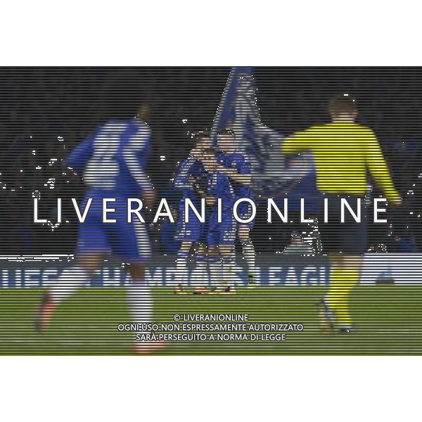 GOAL CELEBRATION - Chelsea\'s Diego Costa celebrates scoring his sides equalising goal to make the score 1-1, with team mates Cesar Azpilicueta and Gary Cahill Photographer Craig Mercer/CameraSport Football - UEFA Champions League Round of 16 Second Leg - Chelsea v Paris Saint-Germain - Wednesday 9th March 2016 - Stamford Bridge - London © CameraSport - 43 Linden Ave. Countesthorpe. Leicester. England. LE8 5PG - Tel: +44 (0) 116 277 4147 - admin@camerasport.com - www.camerasport.com AG ALDO LIVERANI SAS ONLY ITALY