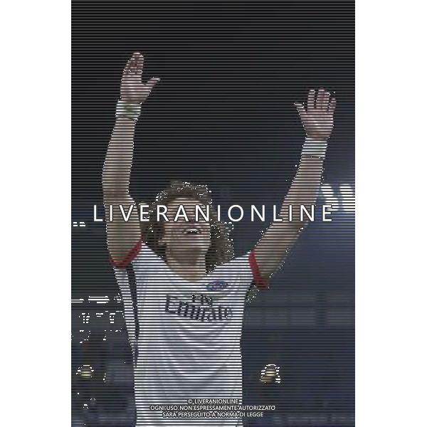 Paris Saint-Germain\'s David Luiz celebrates his side\'s 1-2 victory at full time Photographer Craig Mercer/CameraSport Football - UEFA Champions League Round of 16 Second Leg - Chelsea v Paris Saint-Germain - Wednesday 9th March 2016 - Stamford Bridge - London © CameraSport - 43 Linden Ave. Countesthorpe. Leicester. England. LE8 5PG - Tel: +44 (0) 116 277 4147 - admin@camerasport.com - www.camerasport.com AG ALDO LIVERANI SAS ONLY ITALY