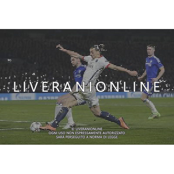 Paris Saint-Germain\'s Zlatan Ibrahimovic stretches to get a shot on goal despite the attentions of Chelsea\'s Branislav Ivanovic Photographer Craig Mercer/CameraSport Football - UEFA Champions League Round of 16 Second Leg - Chelsea v Paris Saint-Germain - Wednesday 9th March 2016 - Stamford Bridge - London © CameraSport - 43 Linden Ave. Countesthorpe. Leicester. England. LE8 5PG - Tel: +44 (0) 116 277 4147 - admin@camerasport.com - www.camerasport.com AG ALDO LIVERANI SAS ONLY ITALY