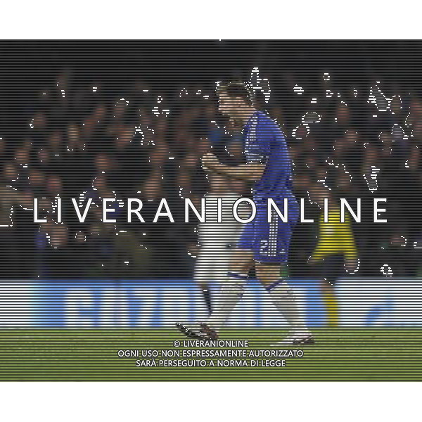 Chelsea\'s Branislav Ivanovic celebrates the opening goal scored by Diego Costa Photographer Ashley Western/CameraSport Football - UEFA Champions League Round of 16 Second Leg - Chelsea v Paris Saint-Germain - Wednesday 9th March 2016 - Stamford Bridge - London © CameraSport - 43 Linden Ave. Countesthorpe. Leicester. England. LE8 5PG - Tel: +44 (0) 116 277 4147 - admin@camerasport.com - www.camerasport.com AG ALDO LIVERANI SAS ONLY ITALY