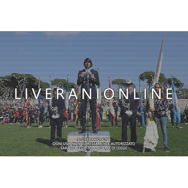 68a Viareggio Cup Coppa Carnevale Fase Eliminatoria Viareggio (LU) - 14.03.2016 Inter-Akademija Pandev Nella Foto:mattia perin legge il giuramento e diletta carli campionessa di nuoto /Ph.Vitez-Ag. Aldo Liverani