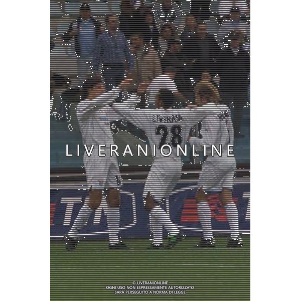 LAZIO - SIENA 11/11/2001 COPPA ITALIA NELLA FOTO ESULTANZA LAZIO FOTO ALDO LIVERANI FARABOLAFOTO