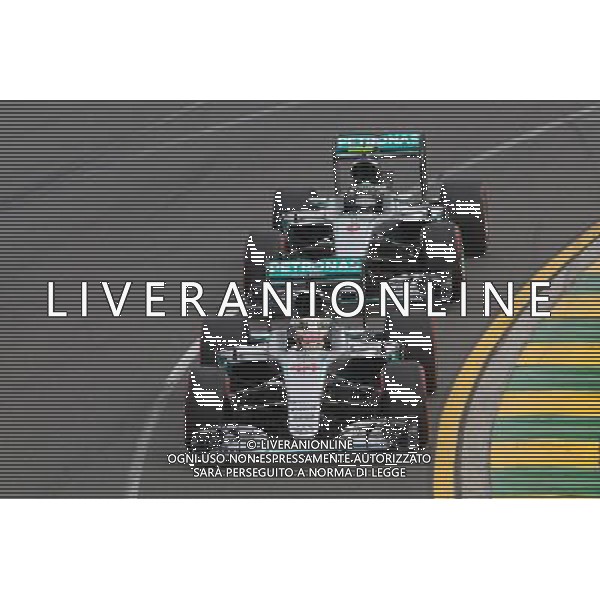 Lewis Hamilton (GBR) Mercedes AMG F1 W07 Hybrid leads team mate Nico Rosberg (GER) Mercedes AMG F1 W07 Hybrid. 19.03.2016. Formula 1 World Championship, Rd 1, Australian Grand Prix, Albert Park, Melbourne, Australia, Qualifying Day. - www.xpbimages.com, EMail: requests@xpbimages.com - copy of publication required for printed pictures. Every used picture is fee-liable. © Copyright: Photo4 / XPB Images /Agenzia Aldo Liverani s.a.s./ONLY ITALY-EDITORIAL USE ONLY