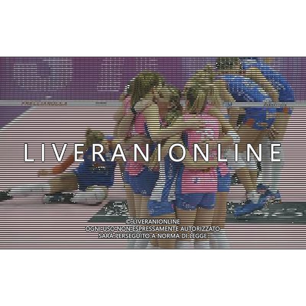 Lega Pallavolo Serie A Femminile-Finali Coppa Italia 2016-Semifinale Ravenna - 19.03.2016 Metalleghe Sanitars Montichiari-Nordmeccanica Piacenza Nella Foto:le ragazze di piacenza festeggiano /Ph.Vitez-Ag. Aldo Liverani