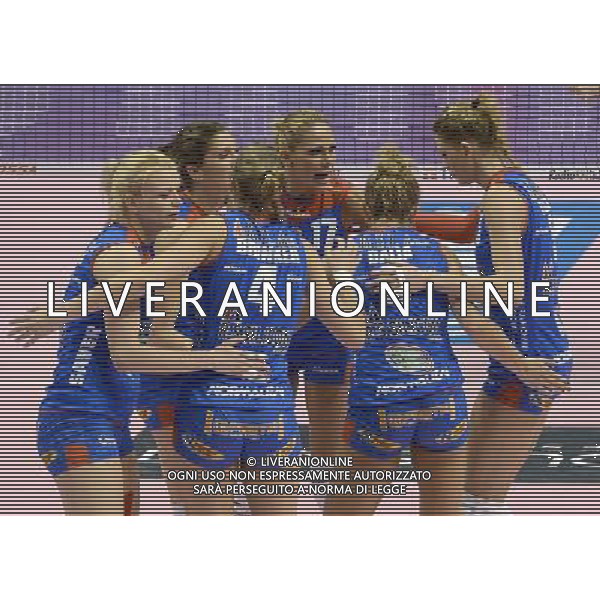 Lega Pallavolo Serie A Femminile-Finali Coppa Italia 2016-Semifinale Ravenna - 19.03.2016 Metalleghe Sanitars Montichiari-Nordmeccanica Piacenza Nella Foto:le ragazze di montichiari festeggiano /Ph.Vitez-Ag. Aldo Liverani