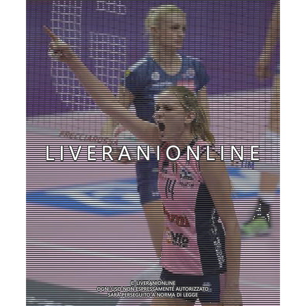 Lega Pallavolo Serie A Femminile-Finali Coppa Italia 2016-Semifinale Ravenna - 19.03.2016 Pomi\' Casalmaggiore-Foppapedretti Bergamo Nella Foto:Margareta Anna Kozuch esulta /Ph.Vitez-Ag. Aldo Liverani