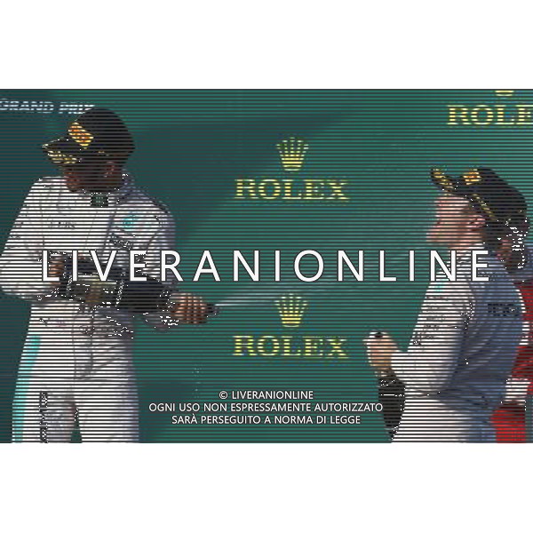 2nd place Lewis Hamilton (GBR) Mercedes Petronas AMG F1 with 1st place Nico Rosberg (GER) Mercedes AMG Petronas F1 W07. 20.03.2016. Formula 1 World Championship, Rd 1, Australian Grand Prix, Albert Park, Melbourne, Australia, Race Day. - www.xpbimages.com, EMail: requests@xpbimages.com - copy of publication required for printed pictures. Every used picture is fee-liable. Â© Copyright: Batchelor / XPB Images/Agenzia Aldo Liverani s.a.s./ONLY ITALY/EDITORIAL USE ONLY