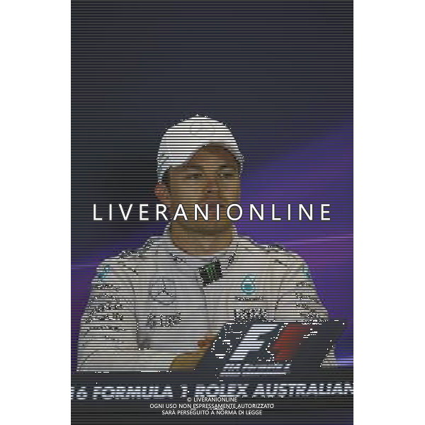 Race winner Nico Rosberg (GER) Mercedes AMG F1 in the FIA Press Conference. 20.03.2016. Formula 1 World Championship, Rd 1, Australian Grand Prix, Albert Park, Melbourne, Australia, Race Day. / AGENZIA ALDO LIVERANI SAS - ITALY ONLY EDITORIAL USE ONLY