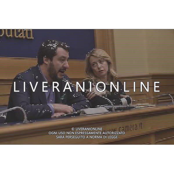 ROMA 21-03-2016 CAMERA DEI DEPUTATI CONFERENZA STAMPA GIORGIA MELONI E MATTEO SALVINI INTERROTTA PER LA MORTE DEGLI STUDENTI ITALIANI ERASMUS IN SPAGNA IN UN INCIDENTE STRADALE NELLA FOTO MATTEO SALVINI E GIORGIA MELONI FOTO FABRIZIO CORRADETTI-AG ALDO LIVERANI SAS