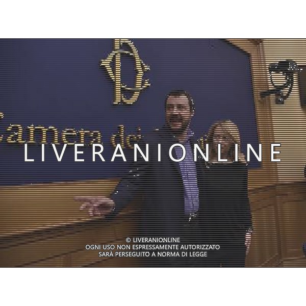 ROMA 21-03-2016 CAMERA DEI DEPUTATI CONFERENZA STAMPA GIORGIA MELONI E MATTEO SALVINI INTERROTTA PER LA MORTE DEGLI STUDENTI ITALIANI ERASMUS IN SPAGNA IN UN INCIDENTE STRADALE NELLA FOTO MATTEO SALVINI E GIORGIA MELONI FOTO FABRIZIO CORRADETTI-AG ALDO LIVERANI SAS
