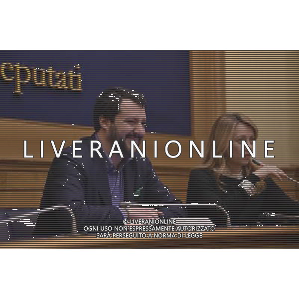 ROMA 21-03-2016 CAMERA DEI DEPUTATI CONFERENZA STAMPA GIORGIA MELONI E MATTEO SALVINI INTERROTTA PER LA MORTE DEGLI STUDENTI ITALIANI ERASMUS IN SPAGNA IN UN INCIDENTE STRADALE NELLA FOTO MATTEO SALVINI E GIORGIA MELONI FOTO FABRIZIO CORRADETTI-AG ALDO LIVERANI SAS