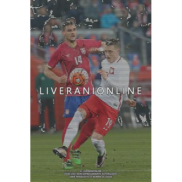 23.03.2016 POZNAN, UL BULGARSKA PILKA NOZNA (FOOTBALL) , MECZ TOWARZYSKI REPREZENTACJI NARODOWYCH (INTERNATIONAL FRIENDLY GAME) MECZ POLSKA - SERBIA (GAME POLAND - SERBIA) NZ (L) NIKOLA STOJILOKOVIC , (P) PIOTR ZIELINSKI FOTO JAKUB PIASECKI / CYFRASPORT / NEWSPIX.PL --- Newspix.pl/ AGENZIA ALDO LIVERANI SAS - ITALY ONLY EDITORIAL USE ONLY - POLONIA - SERBIA PARTITA AMICHEVOLE INTERNAZIONALE A POZNAN 23/03/2016