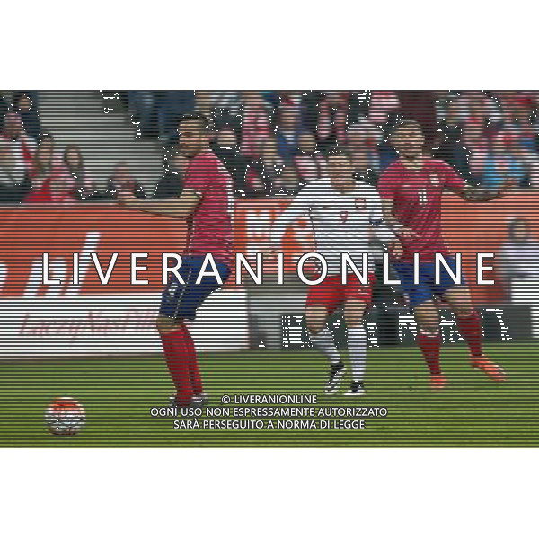 23.03.2016 POZNAN, UL BULGARSKA PILKA NOZNA (FOOTBALL) , MECZ TOWARZYSKI REPREZENTACJI NARODOWYCH (INTERNATIONAL FRIENDLY GAME) MECZ POLSKA - SERBIA (GAME POLAND - SERBIA) NZ (C) ROBERT LEWANDOWSKI ,(L) NIKOLA MAKSIMOVIC , (P) ALEKSANDAR KOLAROV FOTO JAKUB PIASECKI / CYFRASPORT / NEWSPIX.PL --- Newspix.pl/ AGENZIA ALDO LIVERANI SAS - ITALY ONLY EDITORIAL USE ONLY - POLONIA - SERBIA PARTITA AMICHEVOLE INTERNAZIONALE A POZNAN 23/03/2016