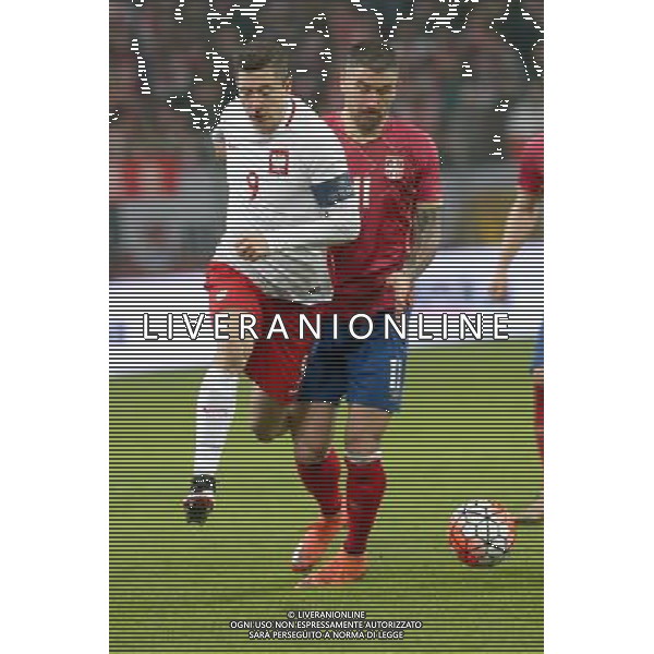 23.03.2016 POZNAN, UL BULGARSKA PILKA NOZNA (FOOTBALL) , MECZ TOWARZYSKI REPREZENTACJI NARODOWYCH (INTERNATIONAL FRIENDLY GAME) MECZ POLSKA - SERBIA (GAME POLAND - SERBIA) NZ (L) ROBERT LEWANDOWSKI , (P) ALEKSANDAR KOLAROV FOTO JAKUB PIASECKI / CYFRASPORT / NEWSPIX.PL --- Newspix.pl/ AGENZIA ALDO LIVERANI SAS - ITALY ONLY EDITORIAL USE ONLY - POLONIA - SERBIA PARTITA AMICHEVOLE INTERNAZIONALE A POZNAN 23/03/2016