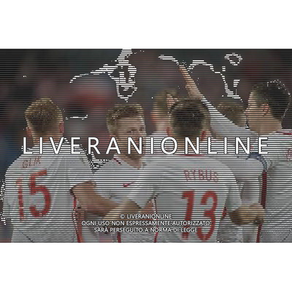 2016.03.23 , Poznan , INEA Stadion , Pilka nozna , Mecz towarzyski Polska - Serbia N/z Jakub Blaszczykowski gol bramka radosc, Robert Lewandowski Foto Rafal Oleksiewicz / PressFocus / NEWSPIX.PL --- Newspix.pl/ AGENZIA ALDO LIVERANI SAS - ITALY ONLY EDITORIAL USE ONLY - POLONIA - SERBIA PARTITA AMICHEVOLE INTERNAZIONALE A POZNAN 23/03/2016