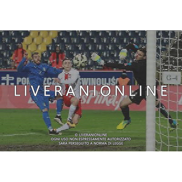 SZCZECIN, 23.03.2016 TURNIEJ CZTERECH NARODOW POLSKA U20 - WLOCHY U20 UNDER-20 FOUR NATIONS TOURNAMENT POLAND - ITALY NZ STRZAL JAKUBA ARAKA, Z LEWEJ LORENZO VENUTI, BRONI WLADIMIRO FALCONE / SHOOT OF JAKUB ARAK, LEFT LORENZO VENUTI, LORENZO VENUTI MAKES A SAVE FOT. KRZYSZTOF CICHOMSKI / NEWSPIX.PL --- Newspix.pl *** Local Caption *** www.newspix.pl mail us: info@newspix.pl call us: 0048 022 23 22 222 --- Polish Picture Agency by Ringier Axel Springer Poland/ AGENZIA ALDO LIVERANI SAS - ITALY ONLY EDITORIAL USE ONLY - TORNEO CALCIO QUATTRO NAZIONI POLONIA U20 - ITALIA U20 A SZCZECIN , 2016/03/23