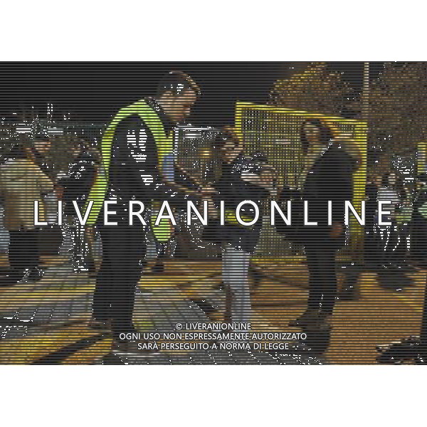 Amichevole Udine - 24.03.2016 Italia-Spagna Nella Foto: La coda di tifosi che si e\' formata per i controlli delle borse e zaini da parte degli steward e polizia con il metaldetector anche per i bambini /Ph.Vitez-Ag. Aldo Liverani