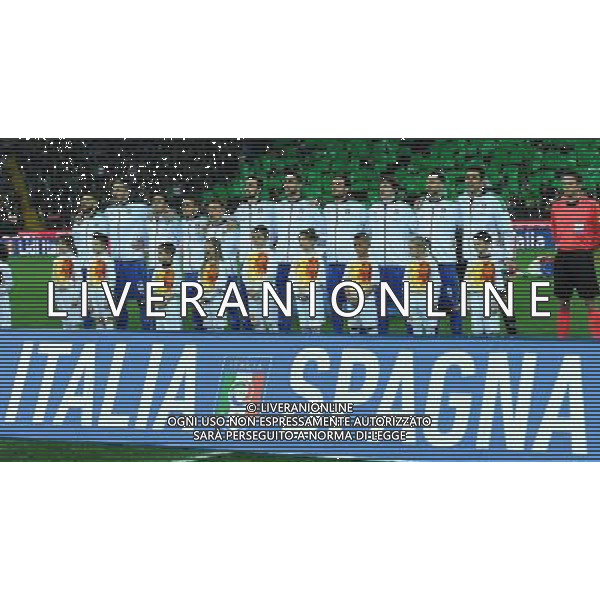 Amichevole Udine - 24.03.2016 Italia-Spagna Nella Foto:la formazione della nazionale italiana durante l\'inno /Ph.Vitez-Ag. Aldo Liverani