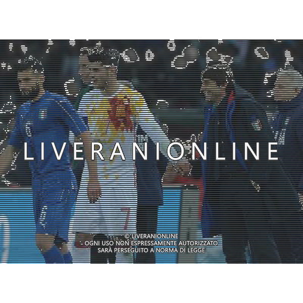 Amichevole Udine - 24.03.2016 Italia-Spagna Nella Foto:conte antonio con alvaro morata /Ph.Vitez-Ag. Aldo Liverani
