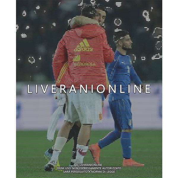 Amichevole Udine - 24.03.2016 Italia-Spagna Nella Foto: abbraccio di gianluigi buffon e alvaro morata a fine gara /Ph.Vitez-Ag. Aldo Liverani