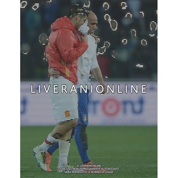 Amichevole Udine - 24.03.2016 Italia-Spagna Nella Foto: simone zaza e alvaro morata a fine gara /Ph.Vitez-Ag. Aldo Liverani