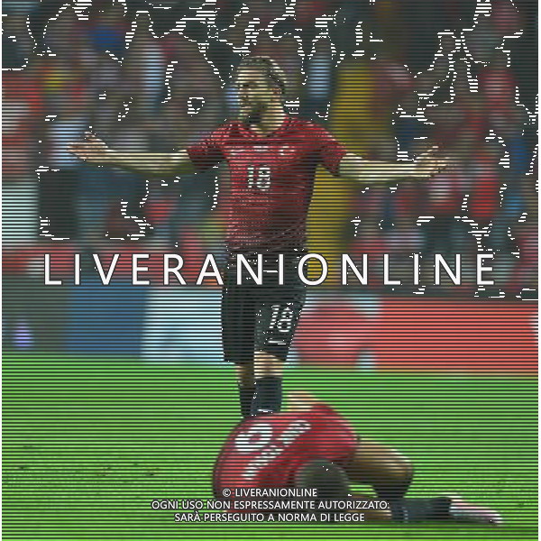 Friendly football match between Turkey and Sweden at Antalya Arena Stadium in Antalya , Turkey March 24, 2016. Pictured: Caner Erkin #18 and Cenk Tosun #9 of Turkey. MECZ TOWARZYSKI SEZON 2015/2016 PILKA NOZNA TURCJA vs SZWECJA FOT.SESKIM PHOTO/NEWSPIX.PL POLAND, TURKEY, GERMANY, AUSTRIA AND UK OUT !!! --- Newspix.pl AG ALDO LIVERANI SAS ONLY ITALY *** Local Caption *** www.newspix.pl mail us: info@newspix.pl call us: 0048 022 23 22 222 --- Polish Picture Agency by Ringier Axel Springer Poland