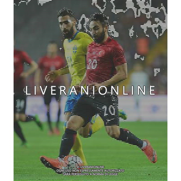 Friendly football match between Turkey and Sweden at Antalya Arena Stadium in Antalya , Turkey March 24, 2016. Pictured: Volkan Sen #20 of Turkey and Jimmy Durmaz of Sweden. MECZ TOWARZYSKI SEZON 2015/2016 PILKA NOZNA TURCJA vs SZWECJA FOT.SESKIM PHOTO/NEWSPIX.PL POLAND, TURKEY, GERMANY, AUSTRIA AND UK OUT !!! --- Newspix.pl AG ALDO LIVERANI SAS ONLY ITALY *** Local Caption *** www.newspix.pl mail us: info@newspix.pl call us: 0048 022 23 22 222 --- Polish Picture Agency by Ringier Axel Springer Poland