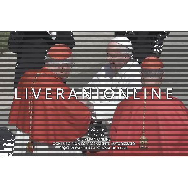 Vaticano Santa Messa Domenica di Pasqua - Piazza San Pietro - 27.03.2016- nella foto: Papa Francesco saluta i cardinali al termine della Messa / Ph. Corradetti - Ag. Aldo Liverani sas