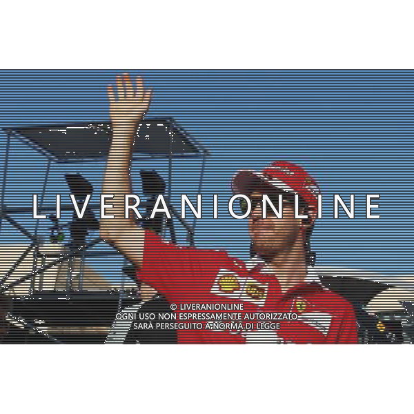 Sebastian Vettel (GER) Ferrari on the drivers parade. 03.04.2016. Formula 1 World Championship, Rd 2, Bahrain Grand Prix, Sakhir, Bahrain, Race Day. AG ALDO LIVERANI SAS ONLY ITALY