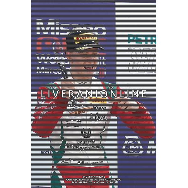 Italian F.4 Championship Powered by Abatrh, Manche A - B, Gara A - B, Gara A - B, nella foto: Mick Schumacher, sul podio, ESULTA, Â©Claudio Zamagni/Agenzia Aldo Liverani s.a.s.
