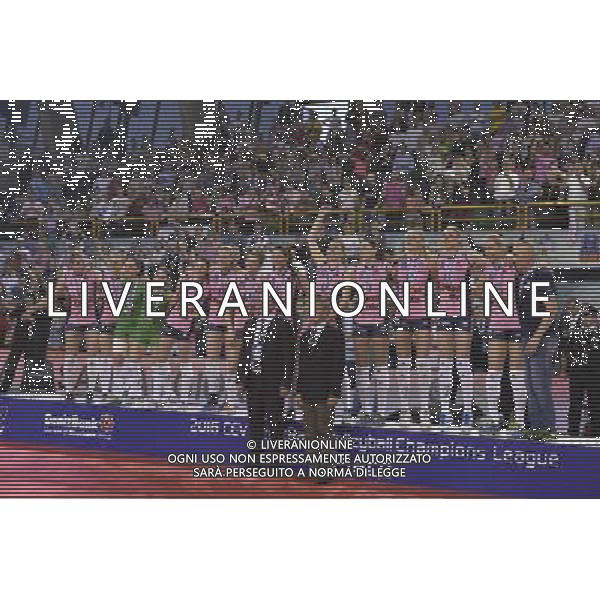 esultanza Casalmaggiore ,final four volley montichiari Vakifbank Istanbul - Pomi\' Casalmaggiore finale primo secondo posto ,Brescia 10 aprile 2016. AG ALDO LIVERANI SAS