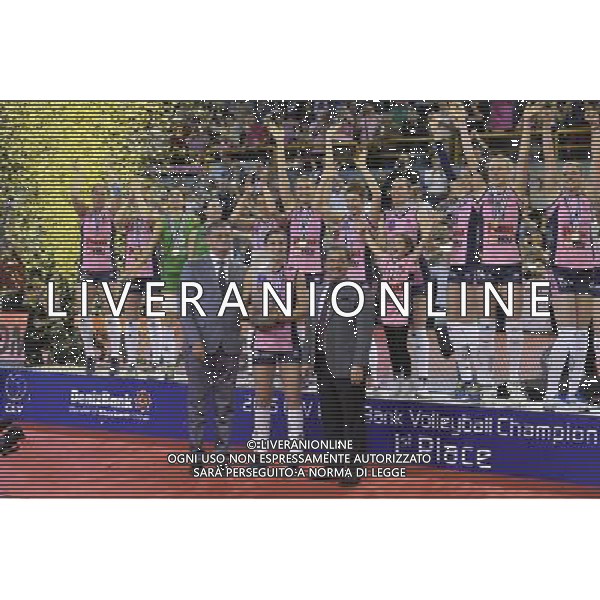 esultanza Casalmaggiore ,final four volley montichiari Vakifbank Istanbul - Pomi\' Casalmaggiore finale primo secondo posto ,Brescia 10 aprile 2016. AG ALDO LIVERANI SAS