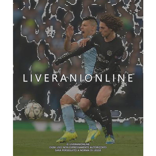 Manchester City\'s Jesus Navas is fouled by Paris Saint-Germain\'s Adrien Rabiot Photographer Dave Howarth/CameraSport Football - UEFA Champions League Quarter Final Second Leg - Manchester City v Paris Saint-Germain - Tuesday 12th April 2016 - Etihad Stadium - Manchester © CameraSport - 43 Linden Ave. Countesthorpe. Leicester. England. LE8 5PG - Tel: +44 (0) 116 277 4147 - admin@camerasport.com - www.camerasport.com AG ALDO LIVERANI SAS ONLY ITALY