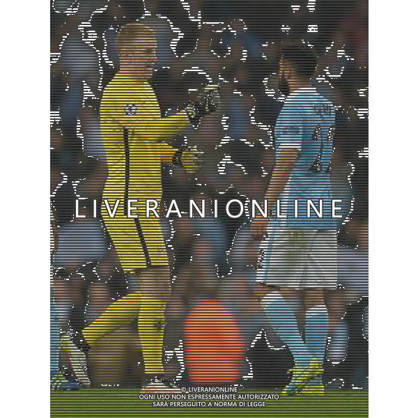 Manchester City\'s Joe Hart celebrates with Gael Clichy at the final whistle Photographer Dave Howarth/CameraSport Football - UEFA Champions League Quarter Final Second Leg - Manchester City v Paris Saint-Germain - Tuesday 12th April 2016 - Etihad Stadium - Manchester © CameraSport - 43 Linden Ave. Countesthorpe. Leicester. England. LE8 5PG - Tel: +44 (0) 116 277 4147 - admin@camerasport.com - www.camerasport.com AG ALDO LIVERANI SAS ONLY ITALY